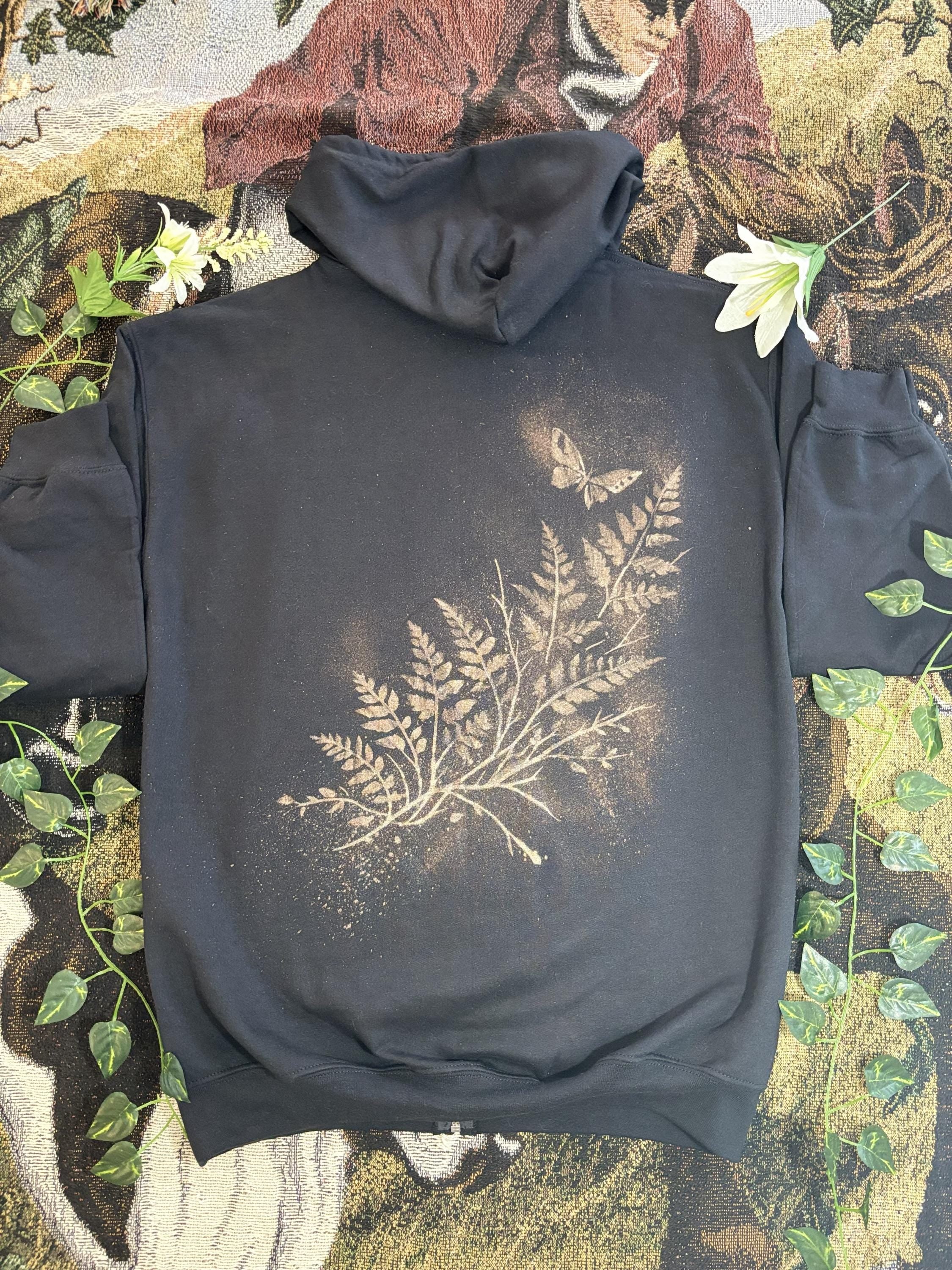 Fern/Moth Bleached Hoodie – The Last of Us Inspired – Grunge Handmade Sweatshirt