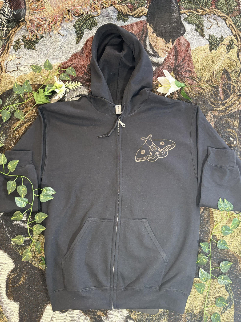 Fern/Moth Bleached Hoodie – The Last of Us Inspired – Grunge Handmade Sweatshirt