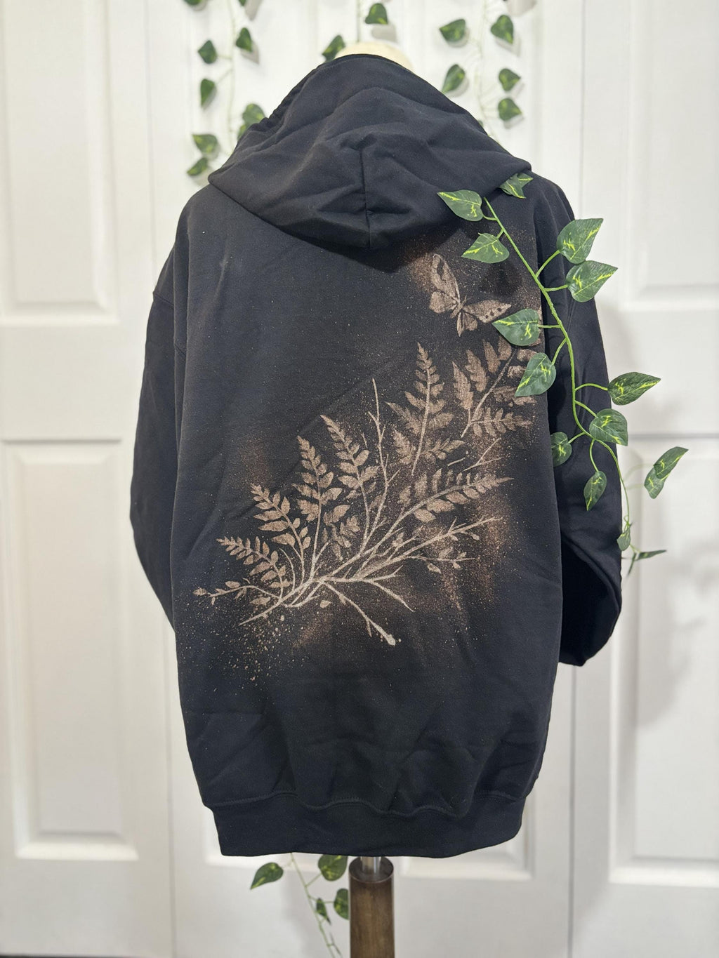 Fern/Moth Bleached Hoodie – The Last of Us Inspired – Grunge Handmade Sweatshirt