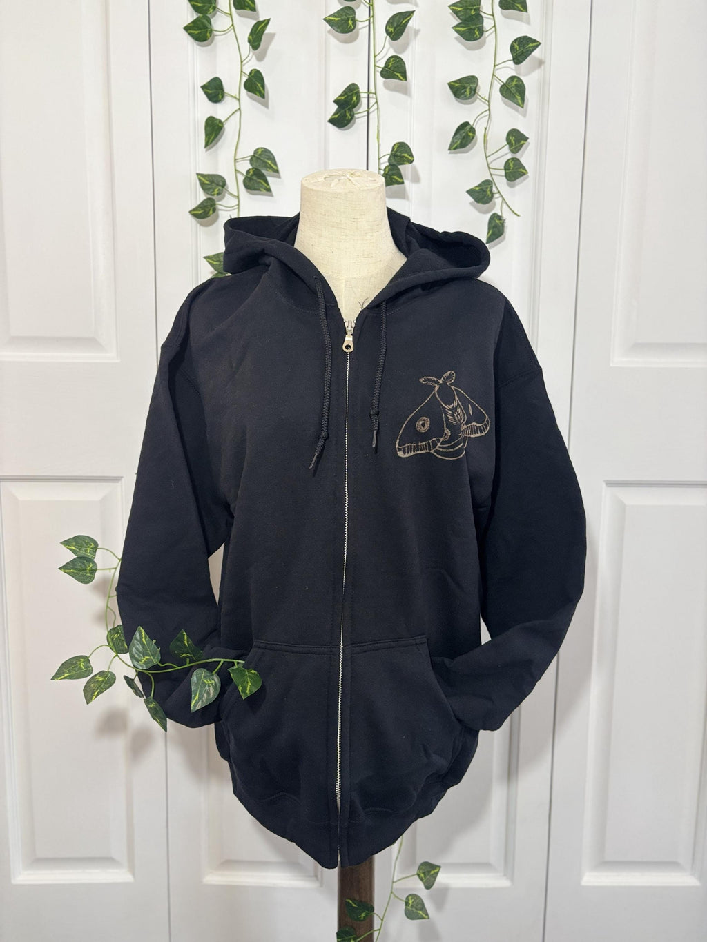 Fern/Moth Bleached Hoodie – The Last of Us Inspired – Grunge Handmade Sweatshirt